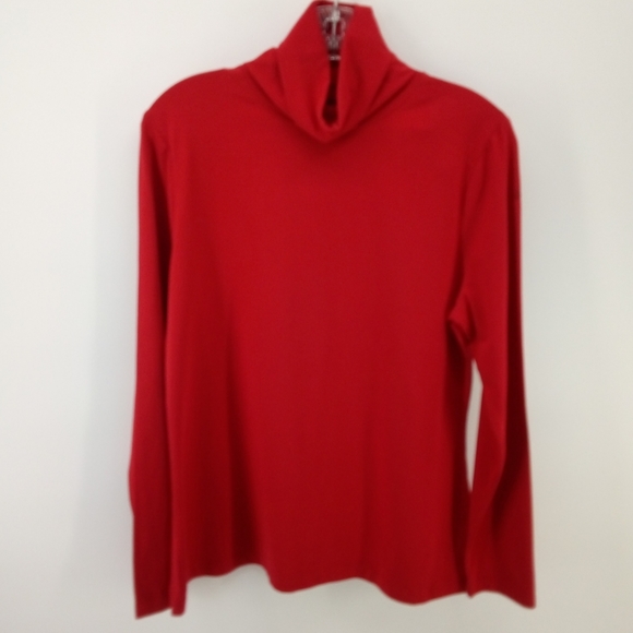 Live Green Madison Petite Organics PL 100% Organic Cotton Red Turtleneck - Picture 1 of 6